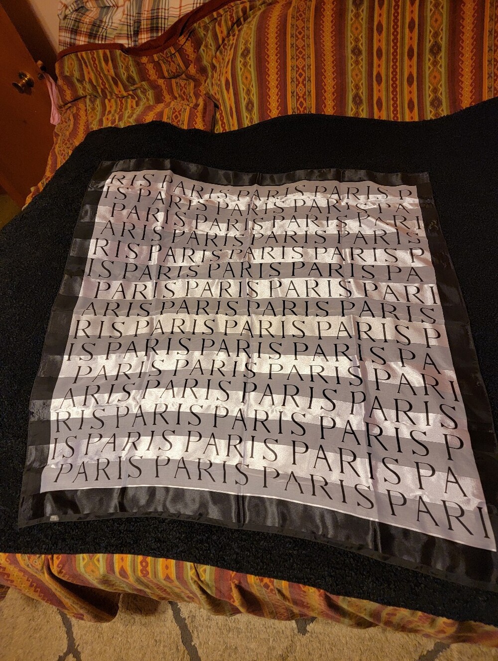 Paris Print Black and White Decorative Scarf